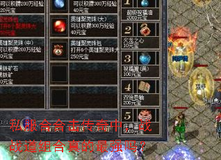 私服合合击传奇中,战战道组合真的最强吗? 私服合合击传奇中,战战道组合真的最强吗?